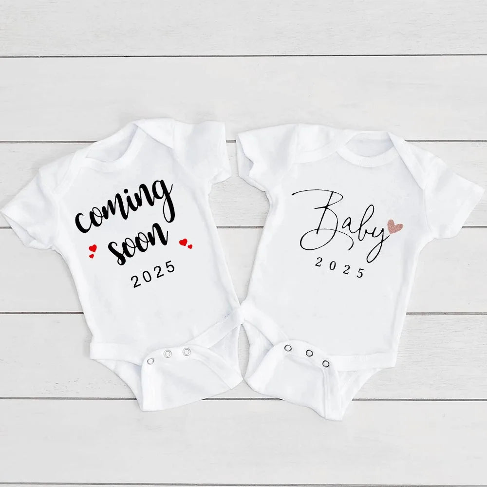 Baby Coming Soon 2025 Announcement Newborn Bodysuit Baby Romper Summer