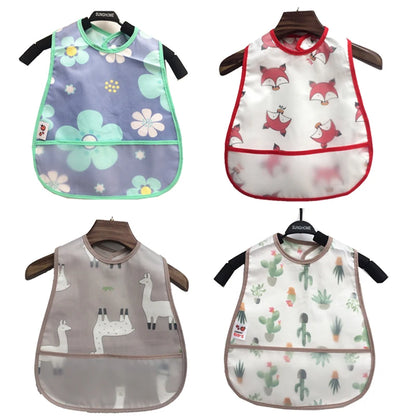 2023New Cartoon Pattern EVA Waterproof Pocket Lunch Feeding Bibs